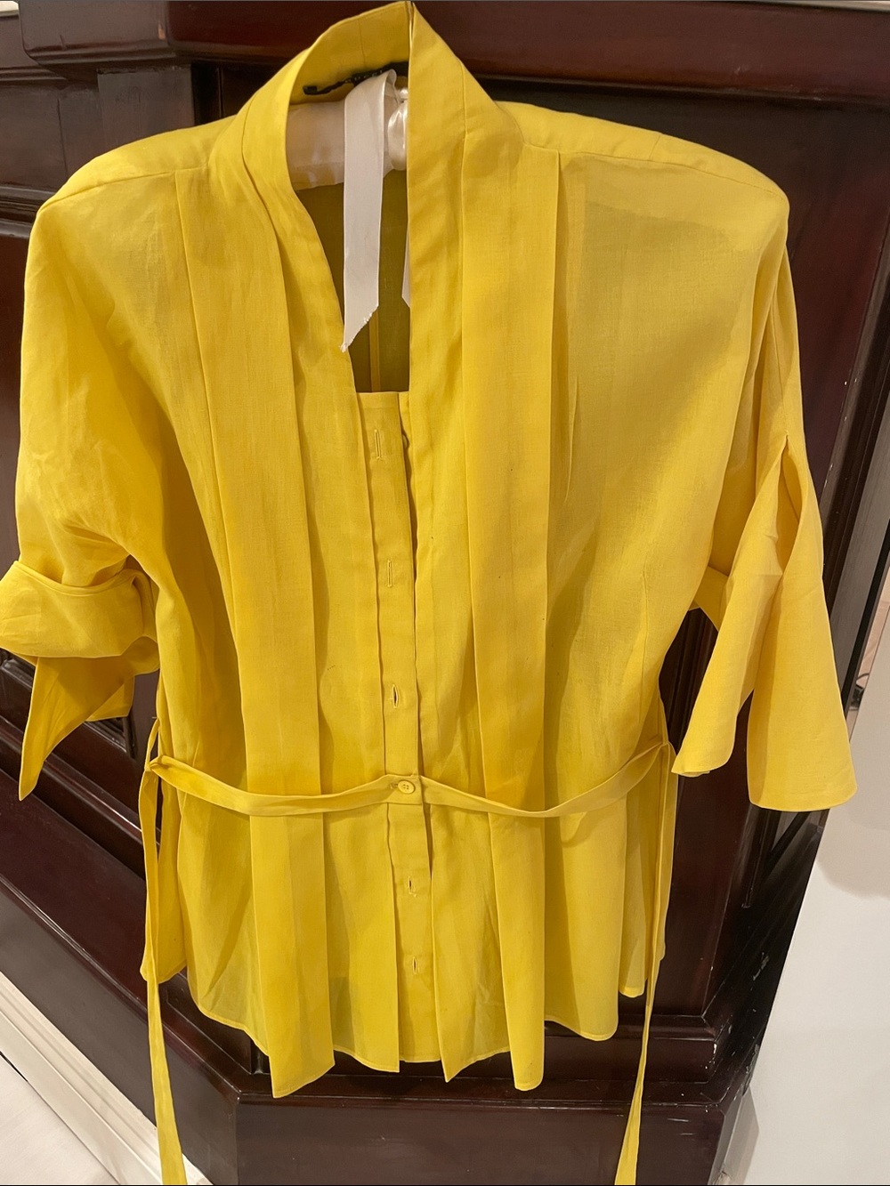 Gucci Bright Yellow Silk-Look Blouse - Picture 14 of 14